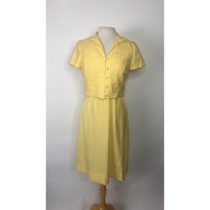 1960s Handmade Yellow Dress and Jacket Set